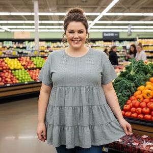 Women's Gray Eyelet Blouse